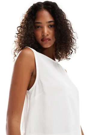 ASOS Elfenbensfarvet tanktop i hørblandingsmateriale