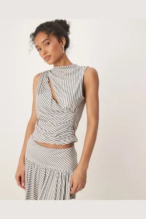ASOS Grå-stribet tanktop med smal halsudskæring - Del af sæt