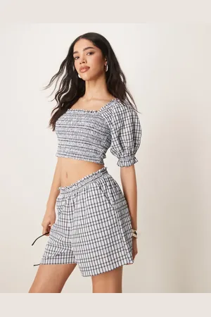 ASOS Shorts i seersucker med tern - Del af sæt