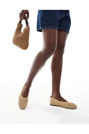 Bershka Neutrale ballerinaer i raffia