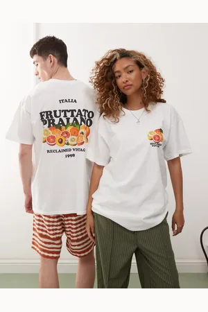 Reclaimed Unisex - oversized T-shirt med grafisk frugtprint på ryggen