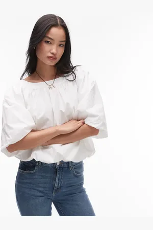 ARKET Top med boblekant i poplin-Sort