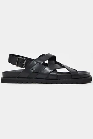 ASOS Sorte sandaler med krydsende remme i læder