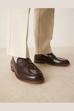 ASOS Bordeauxrøde penny-loafers i læder