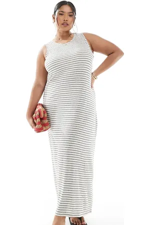 VERO MODA Nistret tanktop-maxikjole med monokrome striber-Neutral