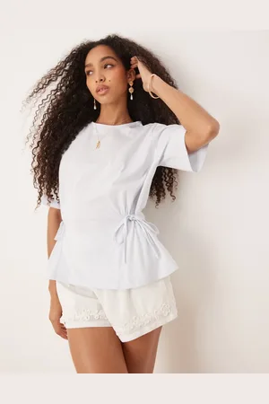 ASOS Babylyseblå oversized T-shirt med bindebåndsdetaljer