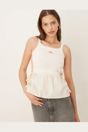 adidas Råhvid hæklet tanktop med 3 striber