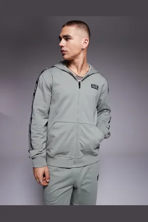EA7 Armani - - Salviegrøn hættetrøje med logobåndsdetalje - Del af sæt