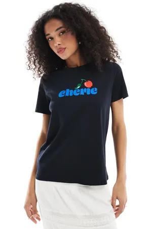 French Connection Marineblå T-shirt med 