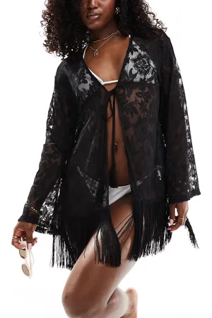 Miss Selfridge Blonde-kimono med frynser