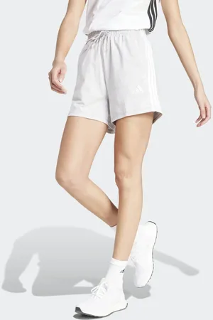 adidas Essentials - Lysegrå shorts med 3 hvide striber