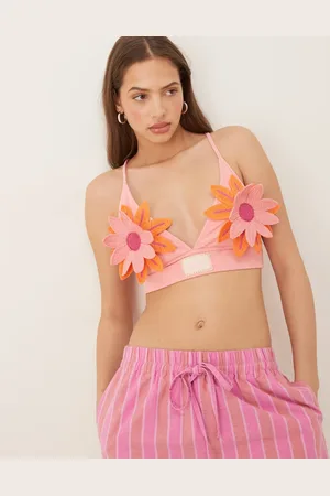 adidas Bralette med hæklede blomster-Hvid