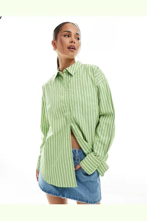 JJXX Jamie - Lysegrøn og oversized skjorte med striber