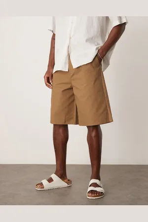 ASOS Lange lysebrune jorts med plisseringer-Neutral