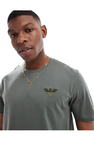 Emporio Armani Kakigrøn T-shirt med rund hals og logo