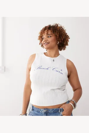 COLLUSION Plus - tanktop i pointelle med print