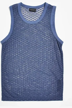 Emporio Armani Bodywear - Blå top i mesh med logo - Del af sæt
