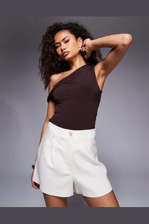 River Island Råhvide shorts i hørblanding med struktur-Grå