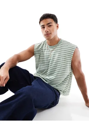 ASOS Og hvid oversized tanktop med striber i firkantet pasform