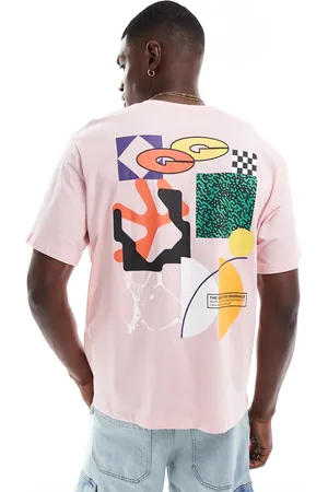JACK & JONES Lyserød og oversized T-shirt med grafisk print på ryggen