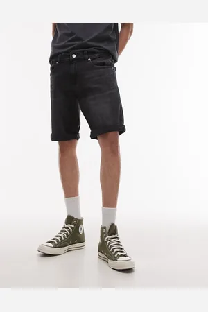 Tommy Hilfiger Ronnie - Sort slim-denimshorts med oprullede kanter