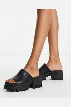 Timberland Everleigh - Sorte mule-sandaler i kernelæder