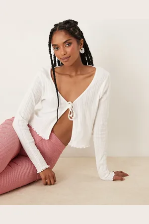 JDY Cardigan i pointelle-strik med bindefront