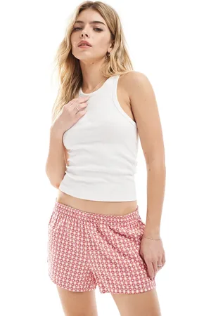 Hollister Posede pyjamas-boksershorts med lav talje og rødt stjerneprint