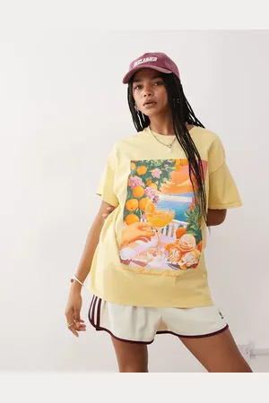 Reclaimed Oversized T-shirt i forvasket med ferieprint