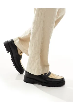 ASOS Sorte loafers med naturfarvet flet-Neutral
