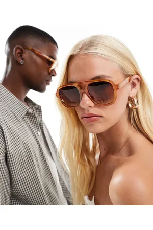 Aire Whirlpool - Sorte store aviator-solbriller med vintage-skildpaddemønster
