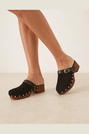 ASOS Miles - Sorte clogs med nitter og lukket tå i ruskind