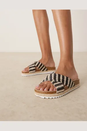 ASOS Jessica - Naturfarvede espadrille-mules med krydsende remme og striber-Multifarvet