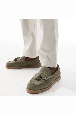 ASOS Khaki loafers med kvaster i ruskind-Grøn