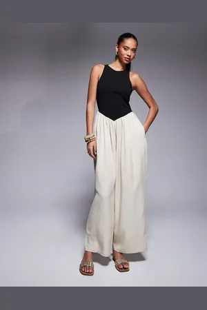 ASOS Cupro-jumpsuit i hybridjersey med brede ben-Multifarvet