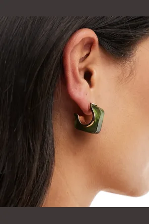 Accessorize Kelly - Guldfarvede firkantede hoop-øreringe i resin