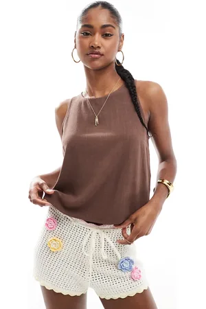 Stradivarius Chokoladebrun afslappet top med rustik finish