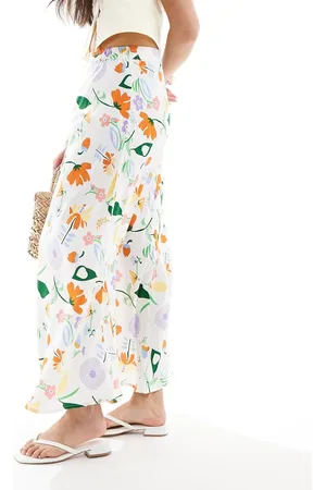 ONLY Hvid maxinederdel med blomsterprint