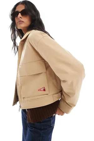 Tommy Hilfiger Gyldenbrun arbejdsjakke i twill med fløjlskrave