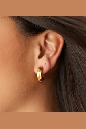 Accessorize Z - Guldbelagte og chunky hoops med riller