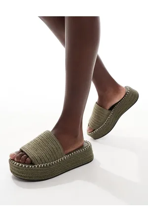 ASOS Jordyn - Kakigrønne mule-sandaler med flatform-sål i espadrillestil