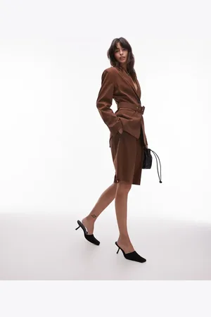 ASOS Chokoladebrune og skræddersyede bermuda-shorts med brede ben - Del af sæt