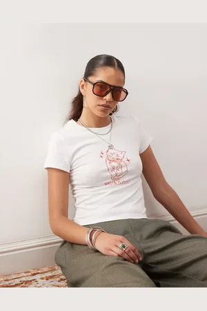Noisy May Hvid baby-t-shirt med kattegrafik