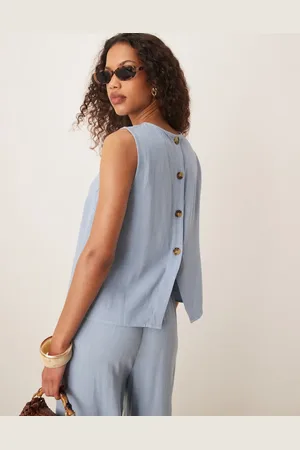 ASOS Shell-top med knapper bagpå i hør - Del af sæt
