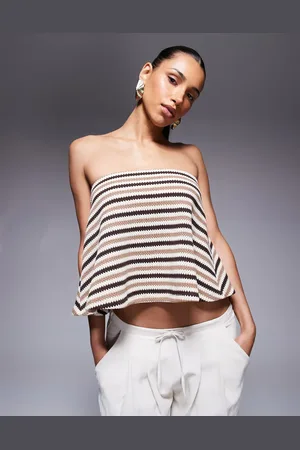 ASOS Strikket og afslappet trapez-top med bandeau-snit og brune striber