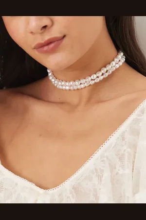 ASOS Choker-halskæde med imiterede ferskvandsperler i to lag