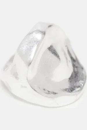 ASOS Sølvfarvet stor ring med smeltet metal-look