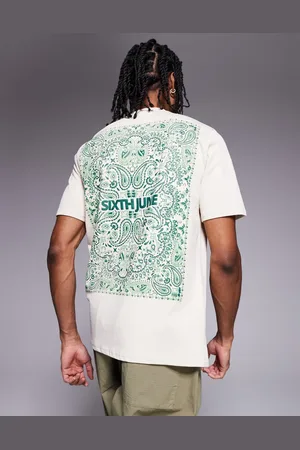 Sixth June Cremefarvet T-shirt bandanaprint på ryggen-Hvid