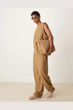 ASOS Brune joggingbukser med jacquard-striber - Del af sæt