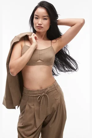 ASOS Kamelfarvet skræddersyet bralette med nålestriber-Blå